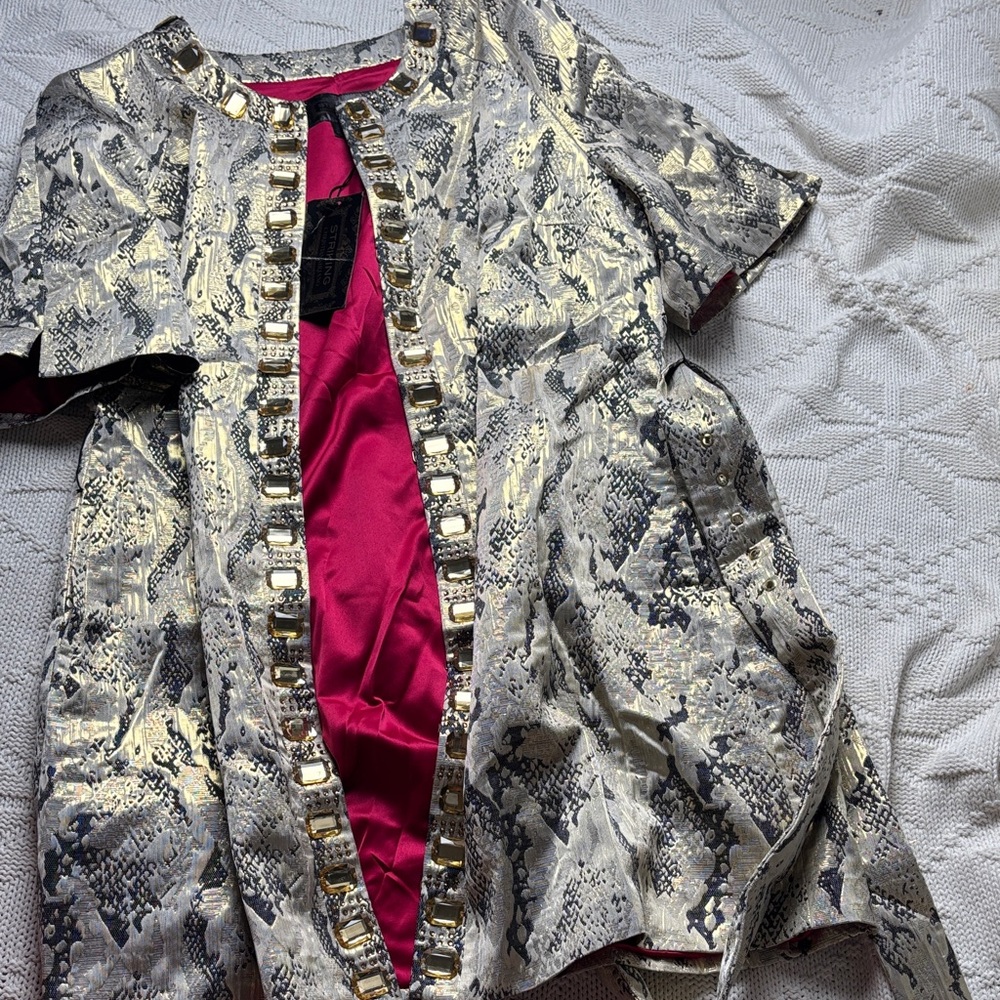 Christian Siriano Snake Print Jacket with Pink Lining